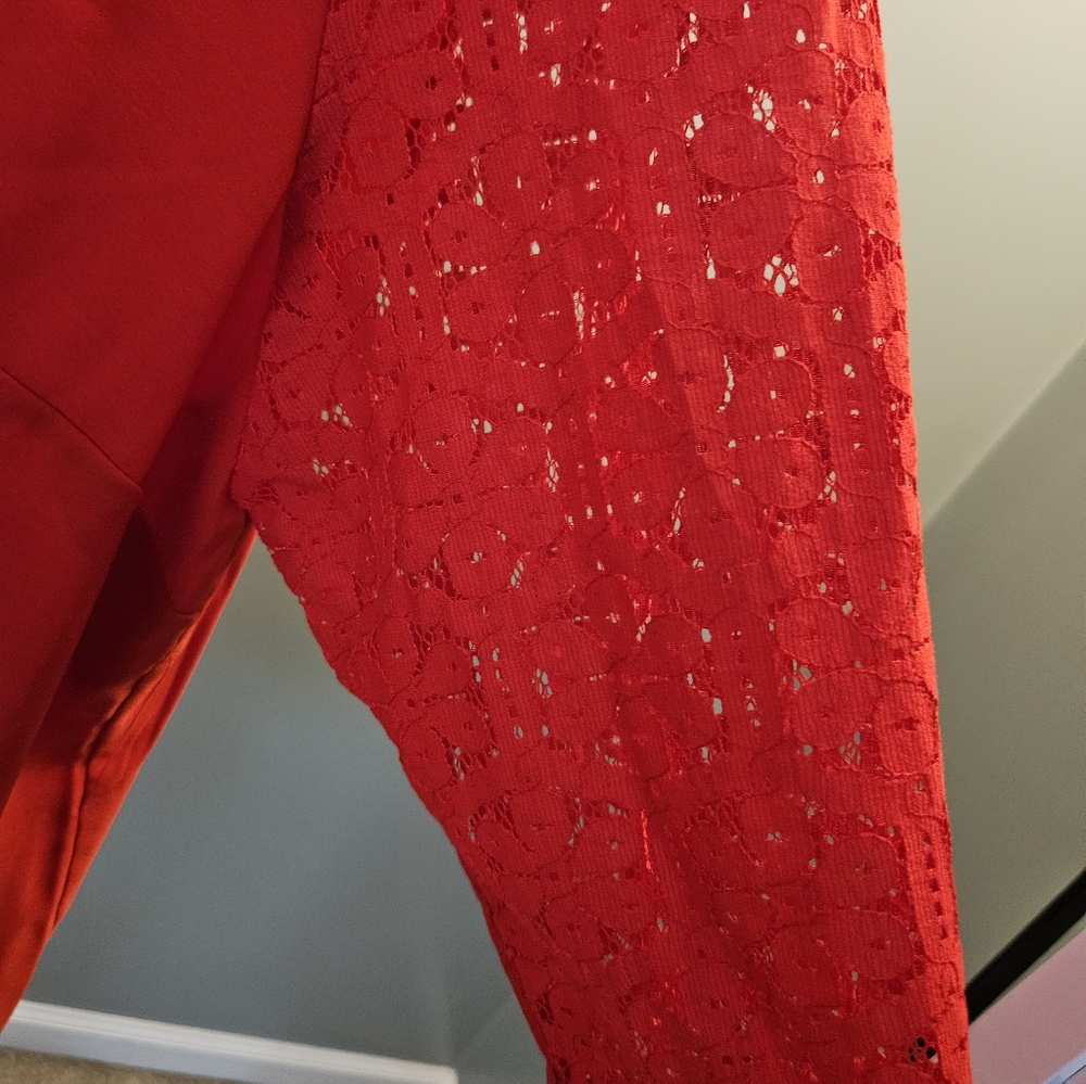 The Limited Red Lace Sleeve Blouse Women's Size 2x New With Tags - Picture 6 of 14
